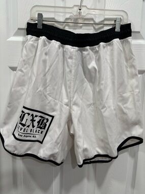 Level Black White Athletic Shorts with Black Trim